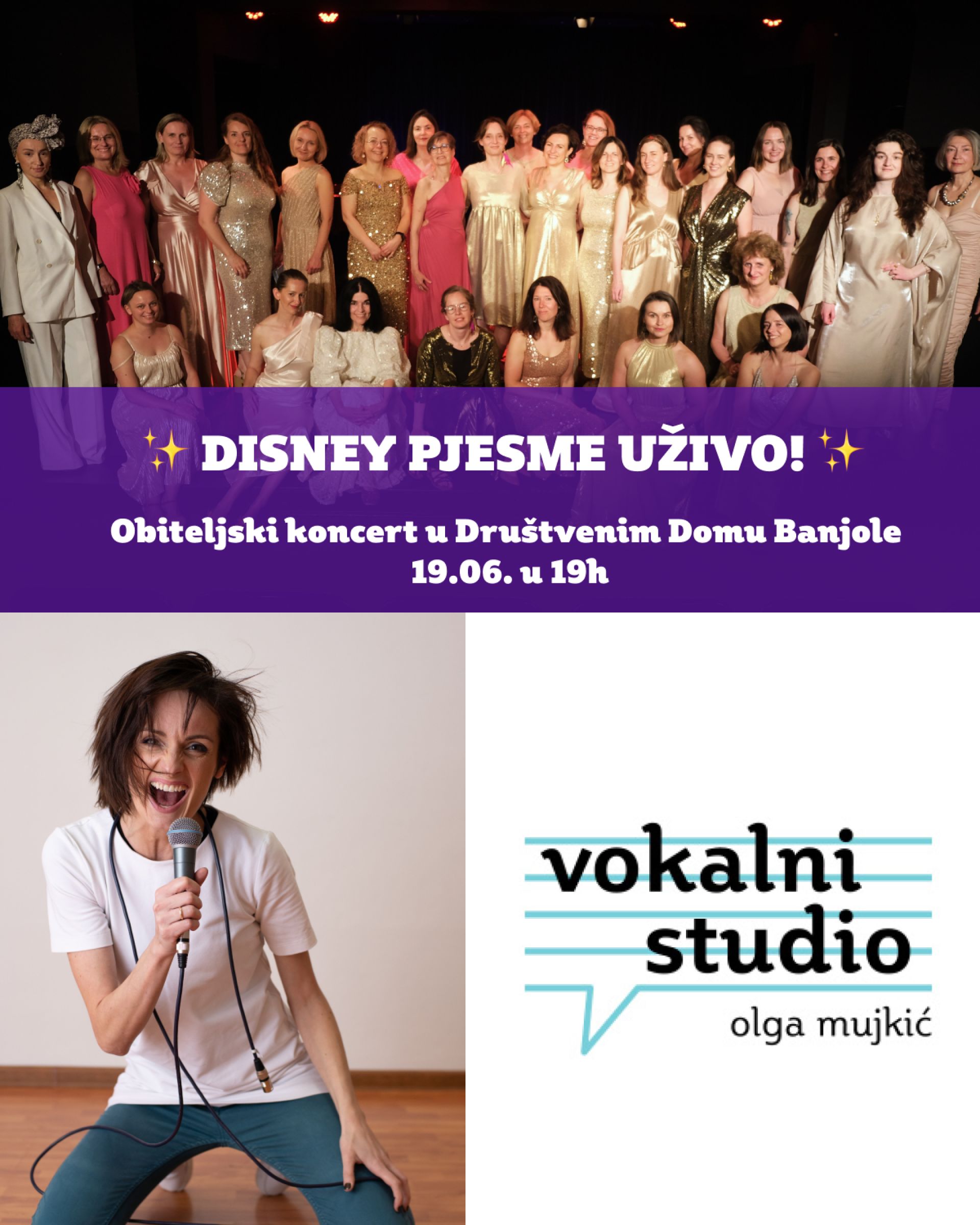 Disney pjesme uživo! - Obiteljski koncert u Banjolama - vokalni studio Olga Mujkić